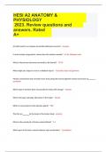HESI A2 ANATOMY & PHYSIOLOGY	  2023. Review questions and	 answers. Rated A+	