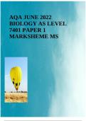 AQA JUNE 2022 BIOLOGY AS LEVEL 7401 PAPER 1 MARKSHEME MS