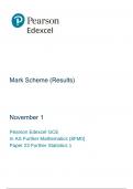 Mark Scheme (Results) November 2022 Pearson Edexcel GCE In AS Further Mathematics (8FM0) Paper 23 Further Statistics 1