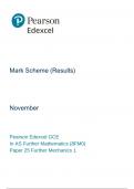 Mark Scheme (Results) November 2022 Pearson Edexcel GCE In AS Further Mathematics (8FM0) Paper 25 Further Mechanics 1