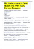 MN Jurisprudence Exam Questions With 100% Correct Answers