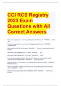 CCI RCS Registry 2023 Exam Questions with All Correct Answers 