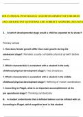 WGU D307 Educational Psychology & Development of Children & Adolescents Test 2023 Questions and Answers{Verified Answers}