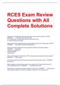 RCES Exam Review Questions with All Complete Solutions 