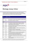 AQA BIOLOGY ESSAY TITLES VERSION 2