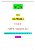AQA GCSE CHEMISTRY 8462/1F Paper 1 Foundation Tier Question Paper + Mark scheme [MERGED] June 2022 *Jun2284621F01* IB/M/Jun22/E10 8462/1F For Examiner’s Use Question Mark 1
