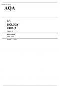  AQA AS BIOLOGY Paper 2 JUNE 2022 FINAL MARK SCHEME