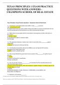 TEXAS PRINCIPLES 1 EXAM PRACTICE QUESTIONS WITH ANSWERS - CHAMPIONS SCHOOL OF REAL ESTATE