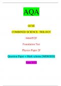AQA GCSE COMBINED SCIENCE: TRILOGY 8464/P/2F Foundation Tier Physics Paper 2F Question Paper + Mark scheme [MERGED] June 2022 *jun228464p2f01* IB/M/Jun22/E16 8464/P/2F  For Examiner’s Use Question Mark 1
