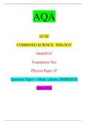 AQA GCSE COMBINED SCIENCE: TRILOGY 8464/P/1F Foundation Tier Physics Paper 1F Question Paper + Mark scheme [MERGED] June 2022 *jun228464p1f01* IB/M/Jun22/E13 8464/P/1F For Examiner’s Use Question Mark 1