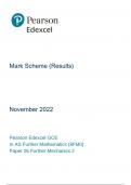 Mark Scheme (Results) November 2022 Pearson Edexcel GCE In AS Further Mathematics (8FM0) Paper 26 Further Mechanics 2