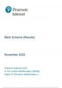 Mark Scheme (Results) November 2022 Pearson Edexcel GCE In AS Further Mathematics (8FM0) Paper 27 Decision Mathematics 1