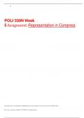 POLI 330N Week 5 Assignment: Representation in Congress - Assignment Graded An A