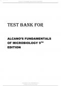TEST BANK FOR ALCANO’S FUNDAMENTALS OF MICROBIOLOGY 9 EDITION