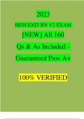 HESI RN EXIT EXAM V2 2023 NEW Questions and Answers Guaranteed A+ {+1000 Score} 100% Verified