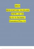 HESI RN EXIT EXAM V6 2023 NEW Questions and Answers Guaranteed A+ {+1000 Score} 100% Verified