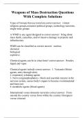 Weapons of Mass Destruction Questions With Complete Solutions