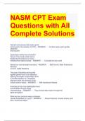 NASM CPT Exam Questions with All Complete Solutions 
