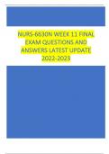 NURS-6630N WEEK 11 FINAL  EXAM QUESTIONS AND  ANSWERS LATEST UPDATE  2022-2023