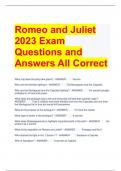 Romeo and Juliet 2023 Exam Questions and Answers All Correct 