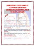 LEARN2SERVE FOOD HANDLER TRAINING COURSE (ANSI ACCREDITED) QUESTIONS WITH CORRECT ANSWERS