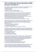 CEC Certification Exam Questions With Answers Graded A&plus;
