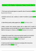 Florida 3-20 Public Adjusters State Exam &lpar;Set 1&rpar;&period; Questions and Answers &lpar;Verified Answers&rpar;