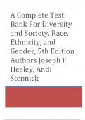 A Complete Test Bank For Diversity and Society, Race, Ethnicity, and Gender, 5th Edition 
