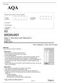 AQA JUNE 2022 AS LEVEL SOCIOLOGY Paper 1  FINAL QUESTION PAPER >Education with Methods in Context 