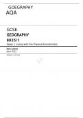 AQA JUNE 2022 GCSE GEOGRAPHY 8035/1 Paper 1 FINAL MARK SCHEME> Living with the Physical Environment 