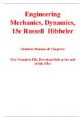 Engineering Mechanics, Dynamics, 15e Russell  Hibbeler (Solution Manual)