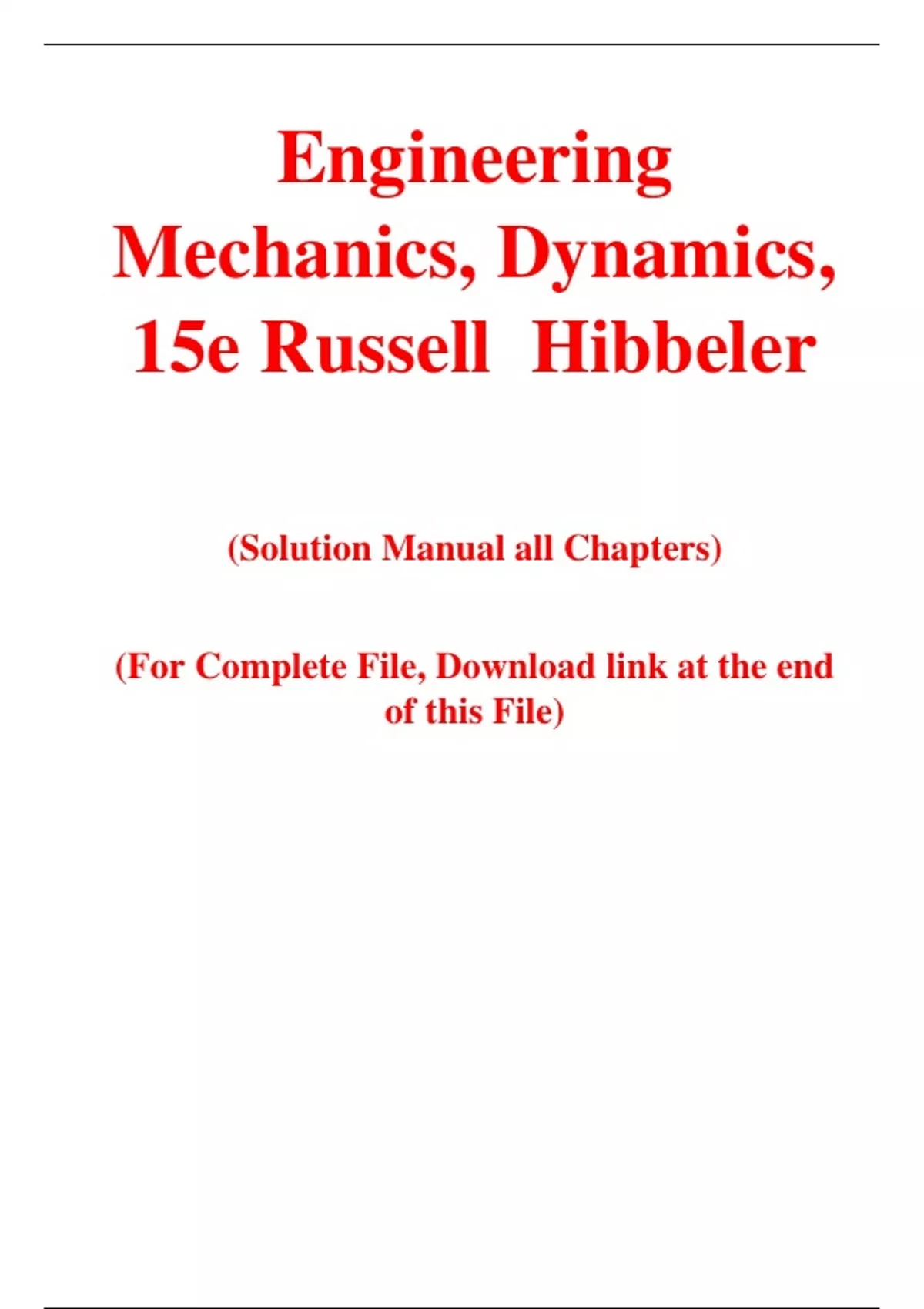 Engineering Mechanics Dynamics 15th Edition By Russell Hibbeler 