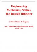 Engineering Mechanics, Statics, 15e Russell Hibbeler (Solution Manual)