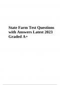 State Farm Fire Policy Test Prep &vert; Questions with Solutions Latest Updated Rated A&plus; &vert; State Farm Fire Policy Exam Questions and Answers Latest Updated 2023 Rated 100&percnt; & State Farm Exam Test Questions and Answers for 2023 Rated &lpar;Complete Study Guide&rpar;
