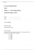 AQA A-Level Mathematics Paper 1 – Pure Mathematics Predicted Paper 2023 with Attached Mark Scheme