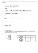 AQA A-Level Mathematics Paper 2– Pure Mathematics & Mechanics  Predicted Paper 2023 with Attached Mark Scheme