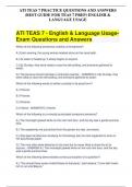 ATI TEAS 7 PRACTICE QUESTIONS AND ANSWERS (BEST GUIDE FOR TEAS 7 PREP) ENGLISH & LANGUAGE USAGE