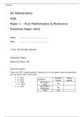 AQA AS Mathematics Paper 1 &ndash; Pure Mathematics & Mechanics Predicted Paper 2023 Attached with Answers