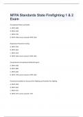 NFPA Standards State Firefighting 1 & 2 Exam 2023 with 100&percnt; correct answers