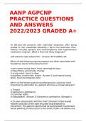 AANP AGPCNP PRACTICE QUESTIONS AND ANSWERS 2022/2023 GRADED A+