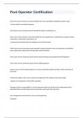 Pool Operator Certification exam with with 100&percnt; complete solutions