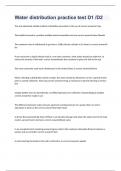 Water distribution practice test D1 &sol;D2 exam 2023 with 100&percnt; correct answers