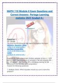 MATH 110 Module 8 Exam Questions and Correct Answers- Portage Learning statistics 2023 Graded A&plus;