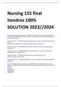 Nursing 155 final  hondros 100%  SOLUTION 2023//2024