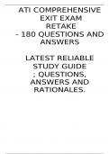 ATI COMPREHENSIVE EXIT EXAM RETAKE- 180 QUESTIONS AND ANSWERS