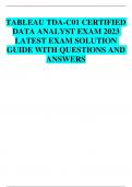 TABLEAU TDA-C01 CERTIFIED DATA ANALYST EXAM 2023 LATEST EXAM SOLUTION GUIDE WITH QUESTIONS AND ANSWERS