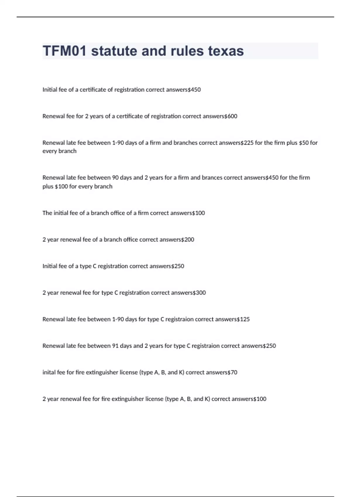 TFM01 statute and rules texas exam 2023 with 100 verified solutions