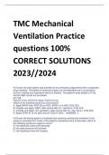 TMC Mechanical  Ventilation Practice  questions 100%  CORRECT SOLUTIONS  2023//2024
