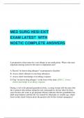 MED SURG HESI EXIT EXAM LATEST WITH NOETIC COMPLETE ANSWERS