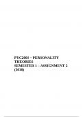 PYC2601 – PERSONALITY THEORIES SEMESTER 1 – ASSIGNMENT 2 (2018)